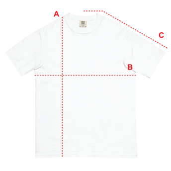 How to measure: A Length, B Chest, C Sleeve length